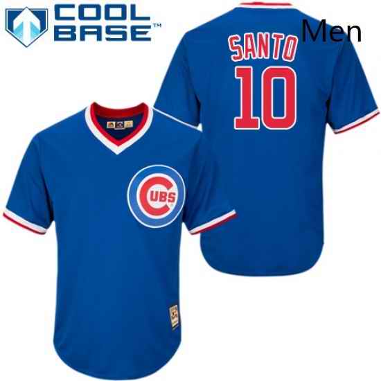 Mens Majestic Chicago Cubs 10 Ron Santo Authentic Royal Blue Cooperstown MLB Jersey